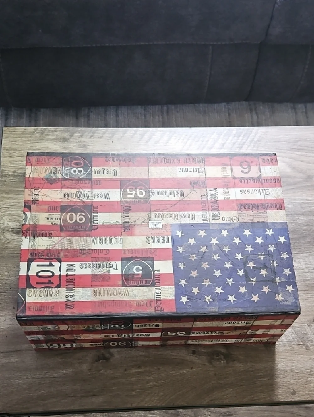 Decorative American Flag Pattern Storage Box - Red, White & Blue